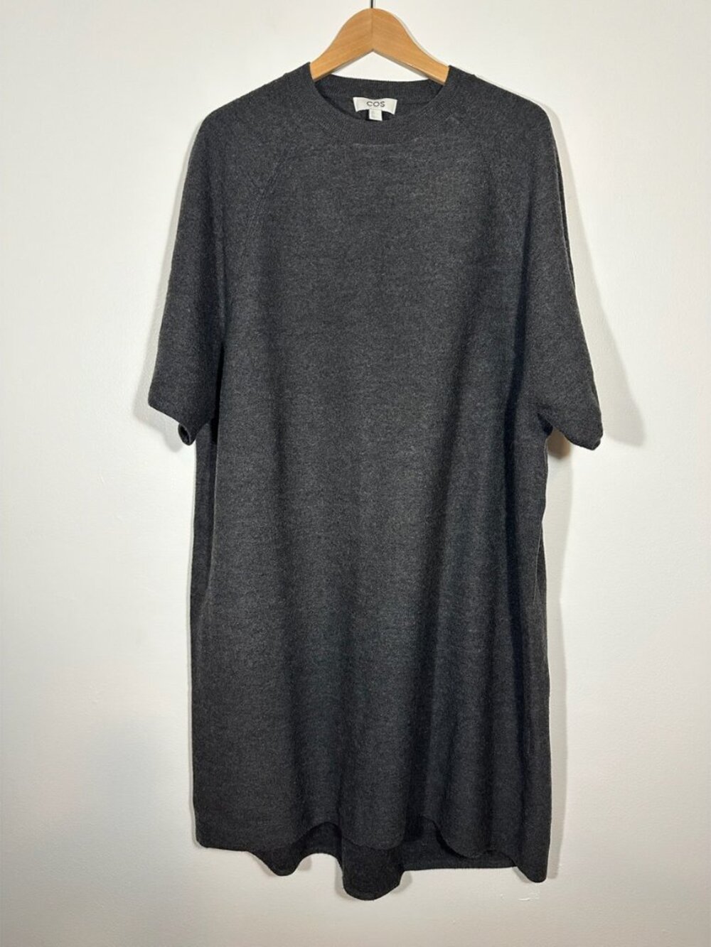 COS Charcoal Fine Knit Short Sleeve Dress Sz M